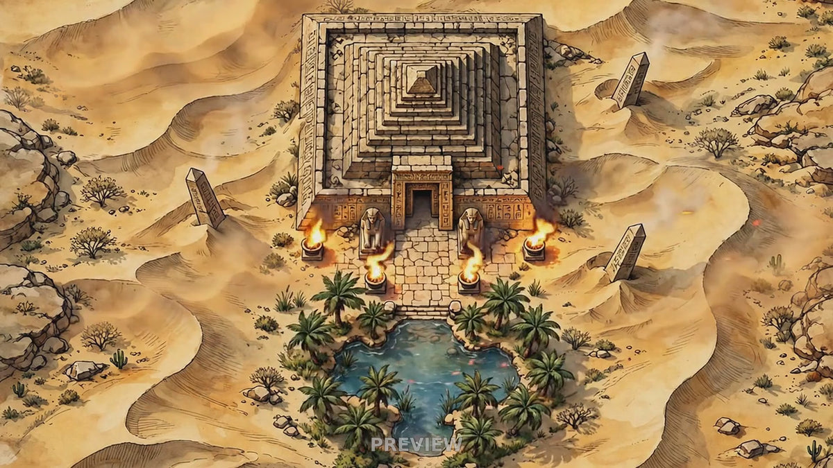 Preview: Desert Tomb Entrance animated battlemap
