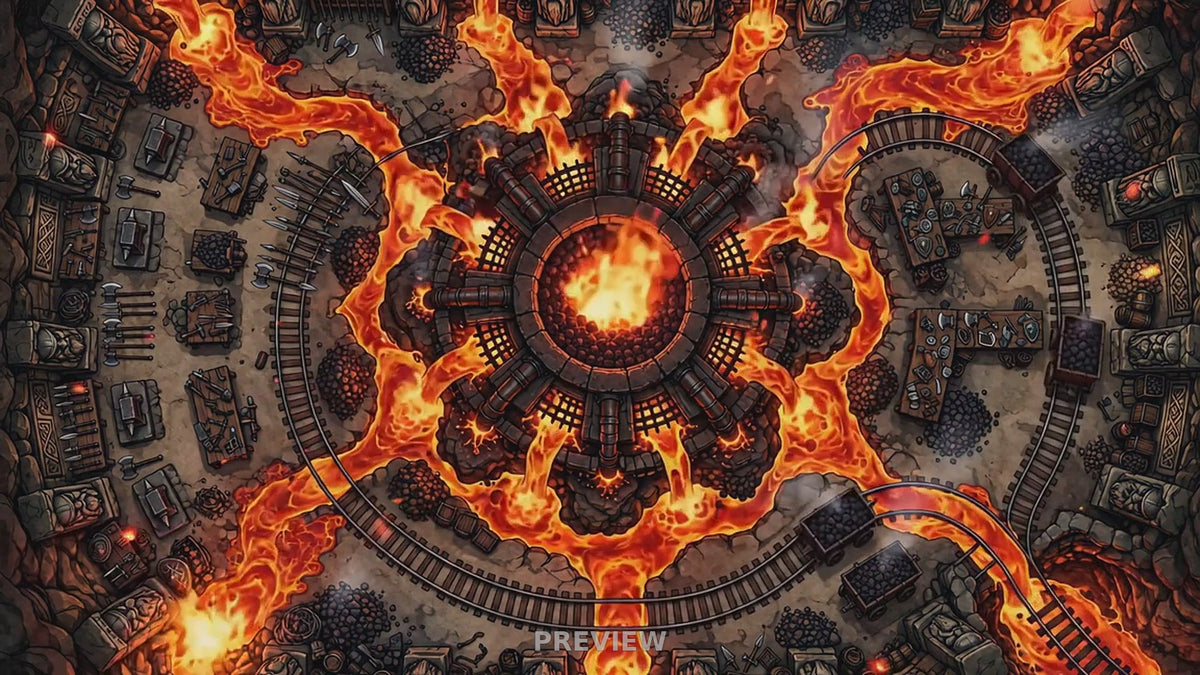 Preview: Dwarven Magma Forge animated battlemap