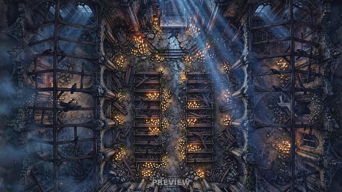 Preview: Ruined Cathedral animated battlemap
