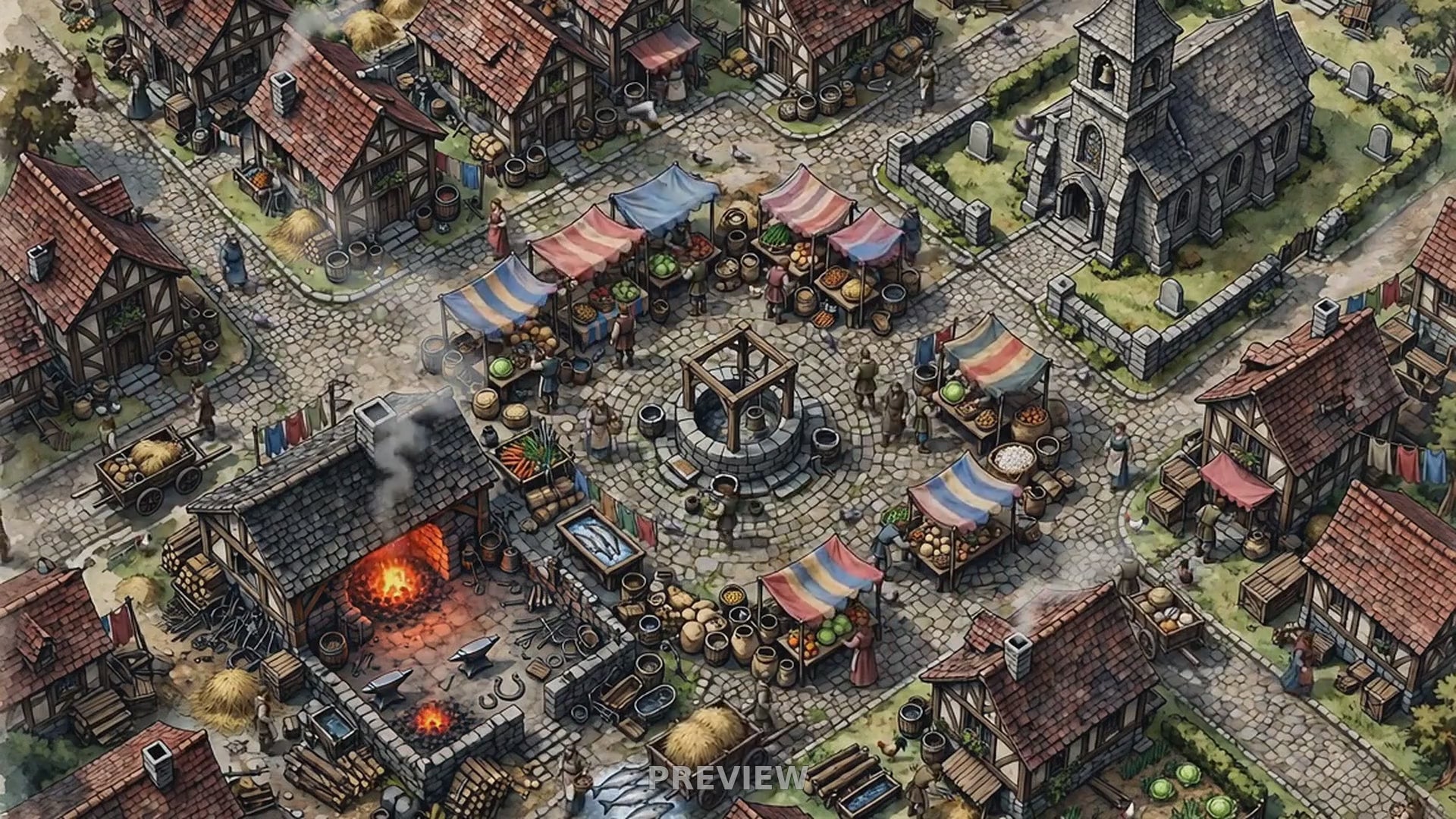 Preview: Empire Town Square animated battlemap