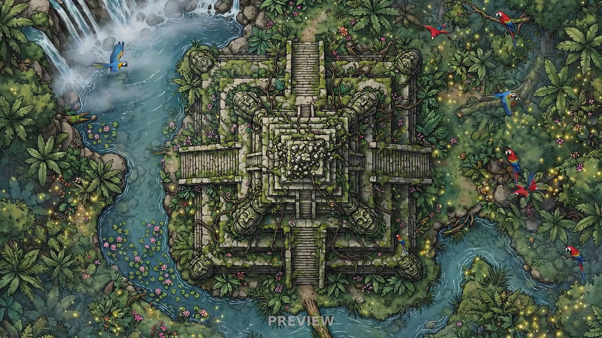 Preview: Mwangi Jungle Ziggurat animated battlemap