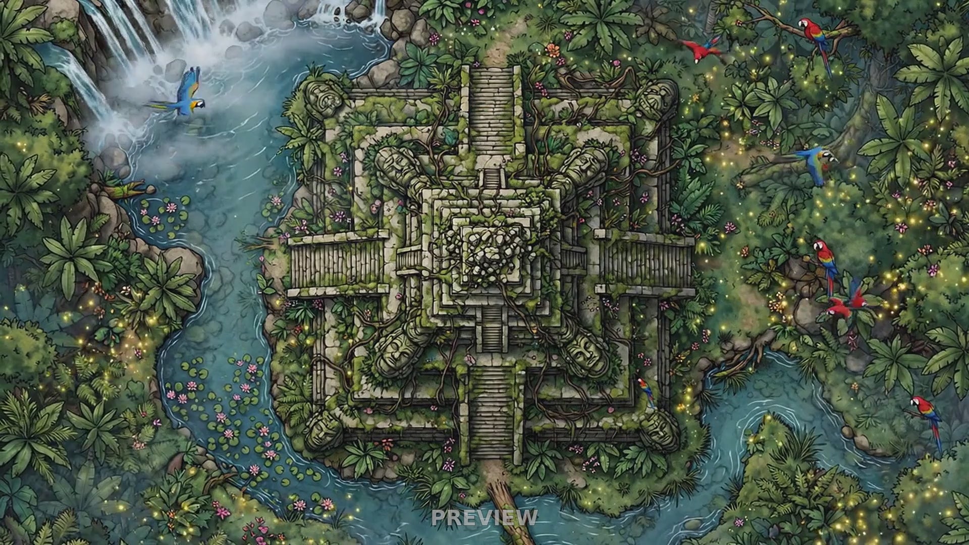 Preview: Mwangi Jungle Ziggurat animated battlemap