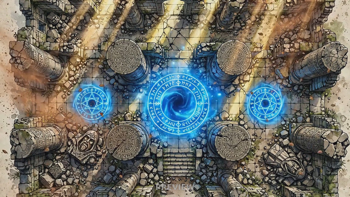 Preview: Ancient Thassilonian Ruin animated battlemap
