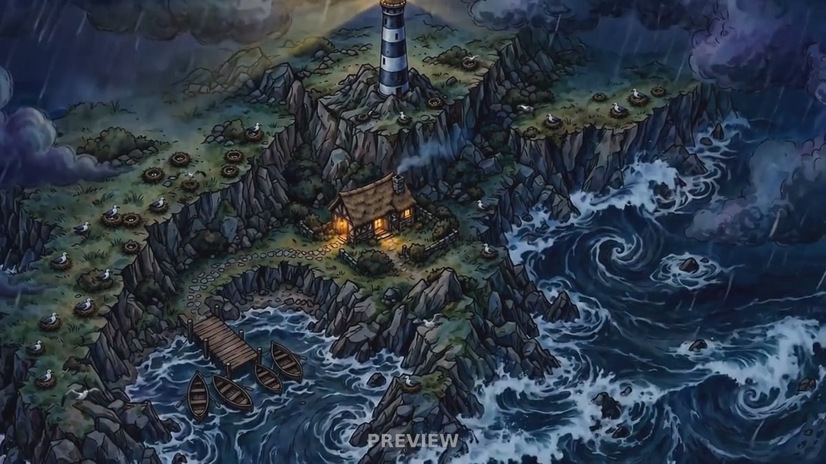 Preview: Coastal Lighthouse Cliff animated battlemap