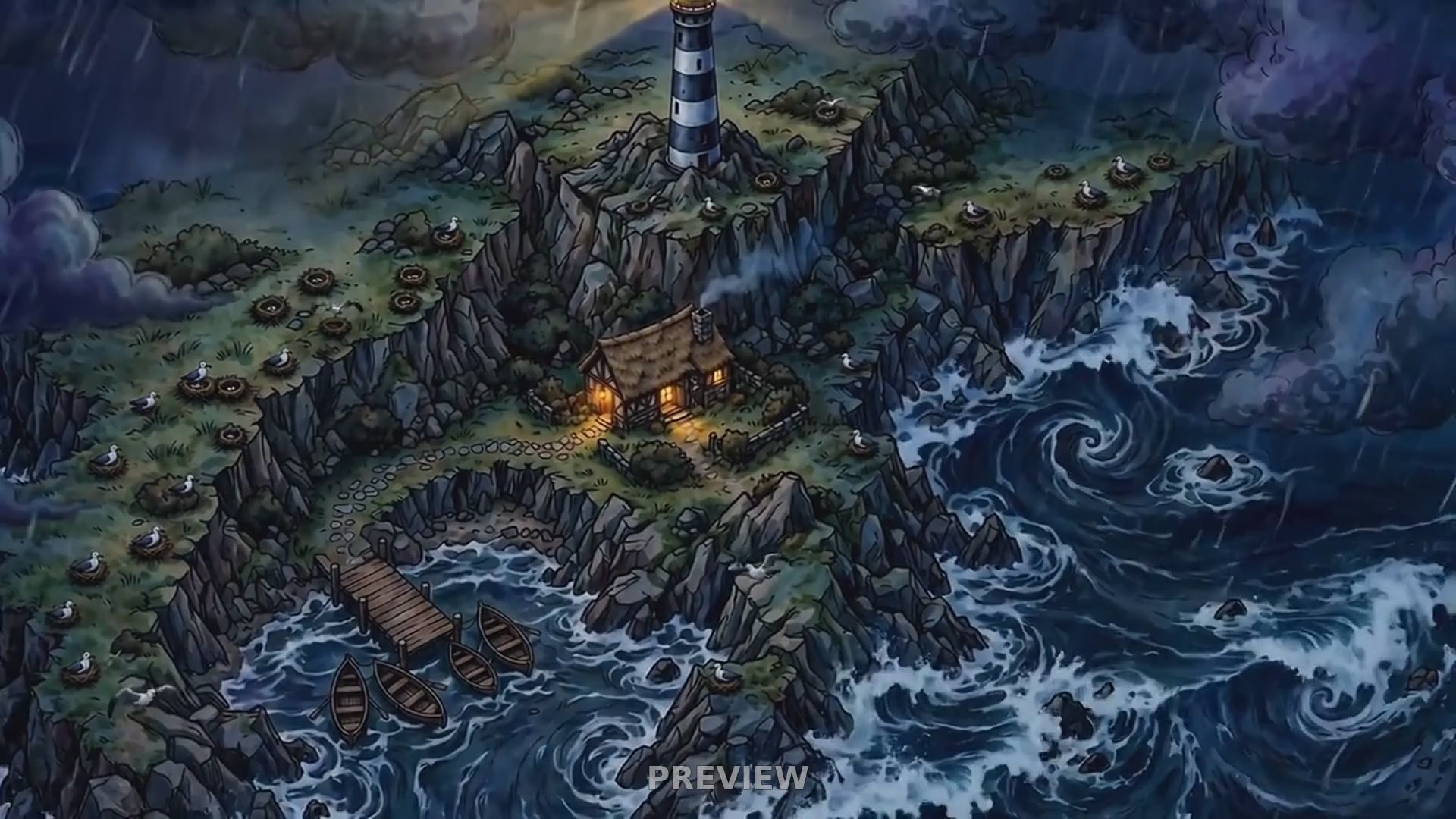 Preview: Coastal Lighthouse Cliff animated battlemap