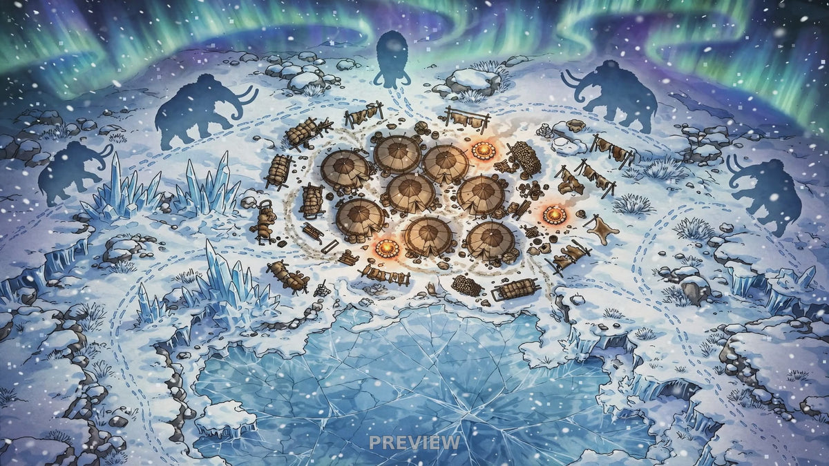 Preview: Frozen Tundra Camp animated battlemap