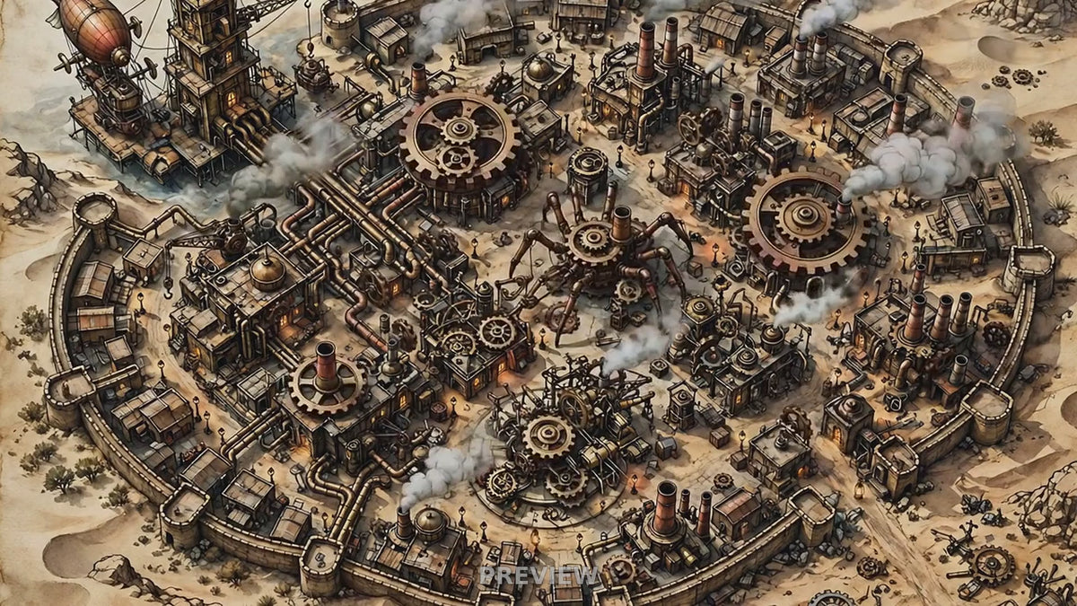 Preview: Alkenstar Smoky City animated battlemap